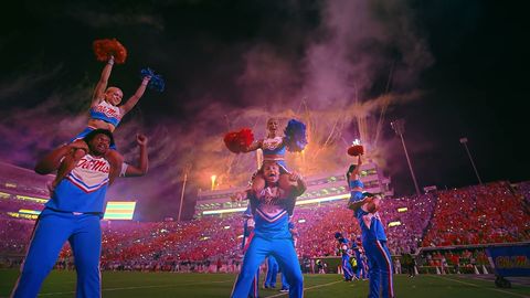College football fans in a stadium